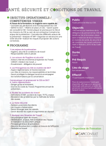 Formation santé, sécurité et conditions de travail